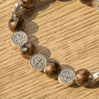Tri-Color Beads Bracelet with Silver St. Benedict Medal and Crucifix: Divine Faith Artistry