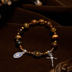 10mm Yellow Tiger's Eye Stone One Decade Rosary Bracelet