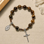 10mm Yellow Tiger's Eye Stone One Decade Rosary Bracelet