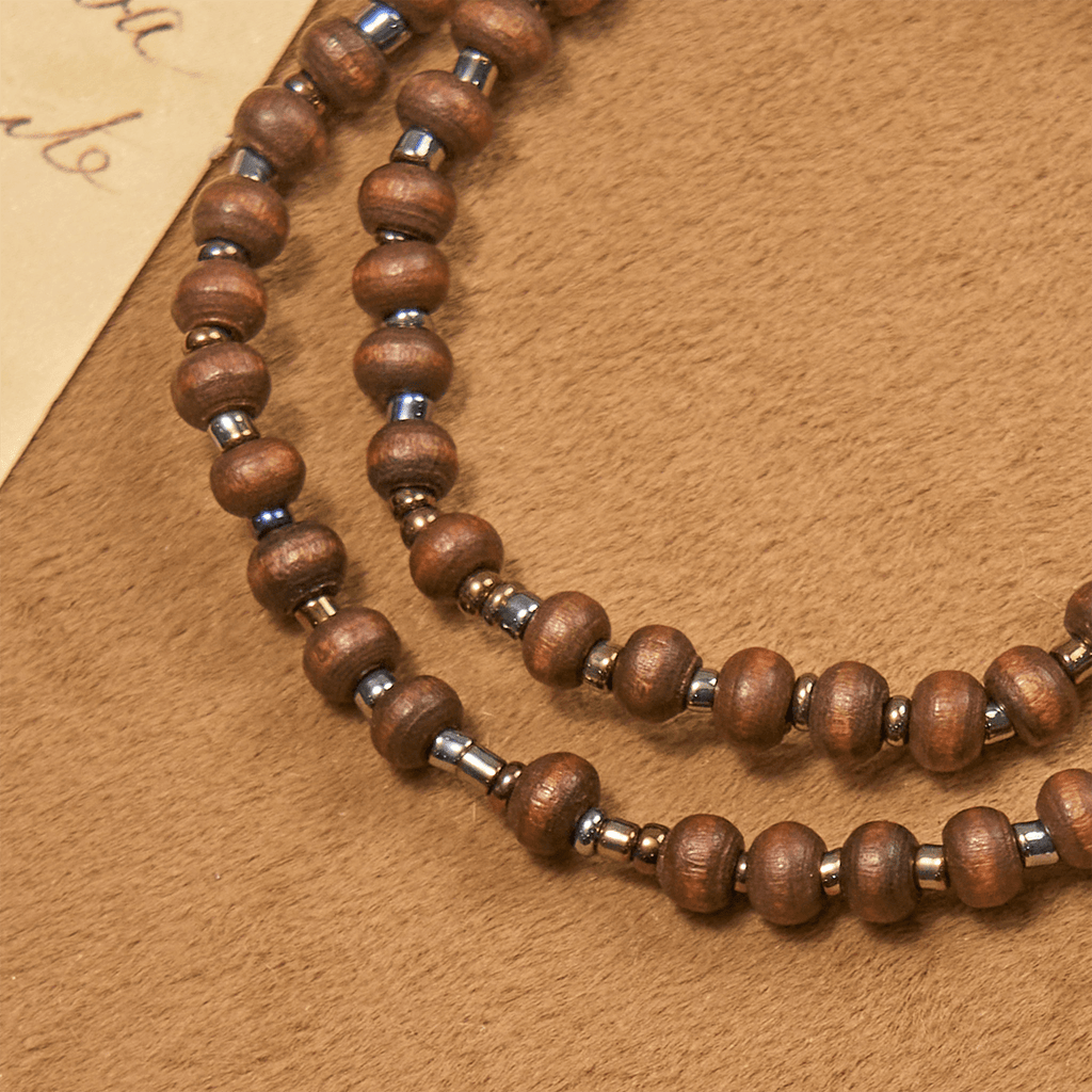 Classic Wooden Bead Bracelet with Cross: Timeless Emblem of Understated Faith