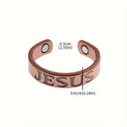 Minimalist Jesus Symbol Adjustable Copper Ring: Distinctive Sign of Faith