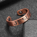 Minimalist Jesus Symbol Adjustable Copper Ring: Distinctive Sign of Faith