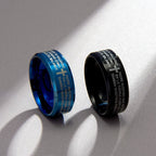 Minimalist 8mm Holy Verse Tri-Color Ring with Cross Motif: Wear Your Faith