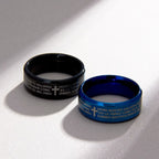 Minimalist 8mm Holy Verse Tri-Color Ring with Cross Motif: Wear Your Faith