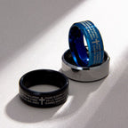 Minimalist 8mm Holy Verse Tri-Color Ring with Cross Motif: Wear Your Faith