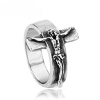 Vintage Crucifix Relief Stainless Steel Ring: Strength Through Sacred Sacrifice