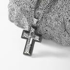 Vintage Antique Hollow Center Cross Necklace with Floral Scroll Design