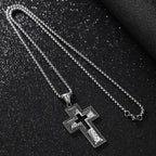 Vintage Antique Hollow Center Cross Necklace with Floral Scroll Design