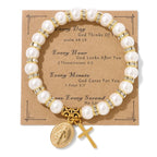 PRAYERFUL FAITH: Elegant Miraculous Medal White Bracelet with Bible Verse Card