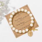 PRAYERFUL FAITH: Elegant Miraculous Medal White Bracelet with Bible Verse Card