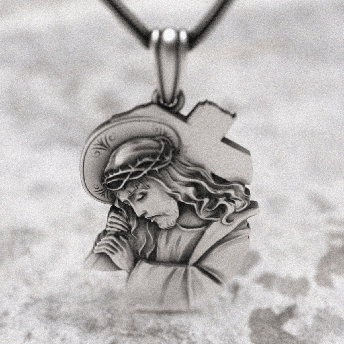 Classic Jesus with Crown of Thorns Cross Pendant Necklace: Soul Meets Blessing