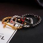 Multicolor Minimalist Cross Bracelet with Sleek Lines and Faithful Soul