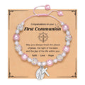 PRAYERFUL FAITH: First Communion Gift Bracelet with Cross and Blessing Card