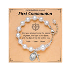 PRAYERFUL FAITH: First Communion Gift Bracelet with Cross and Blessing Card