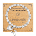 PRAYERFUL FAITH: First Communion Gift Bracelet with Cross and Blessing Card