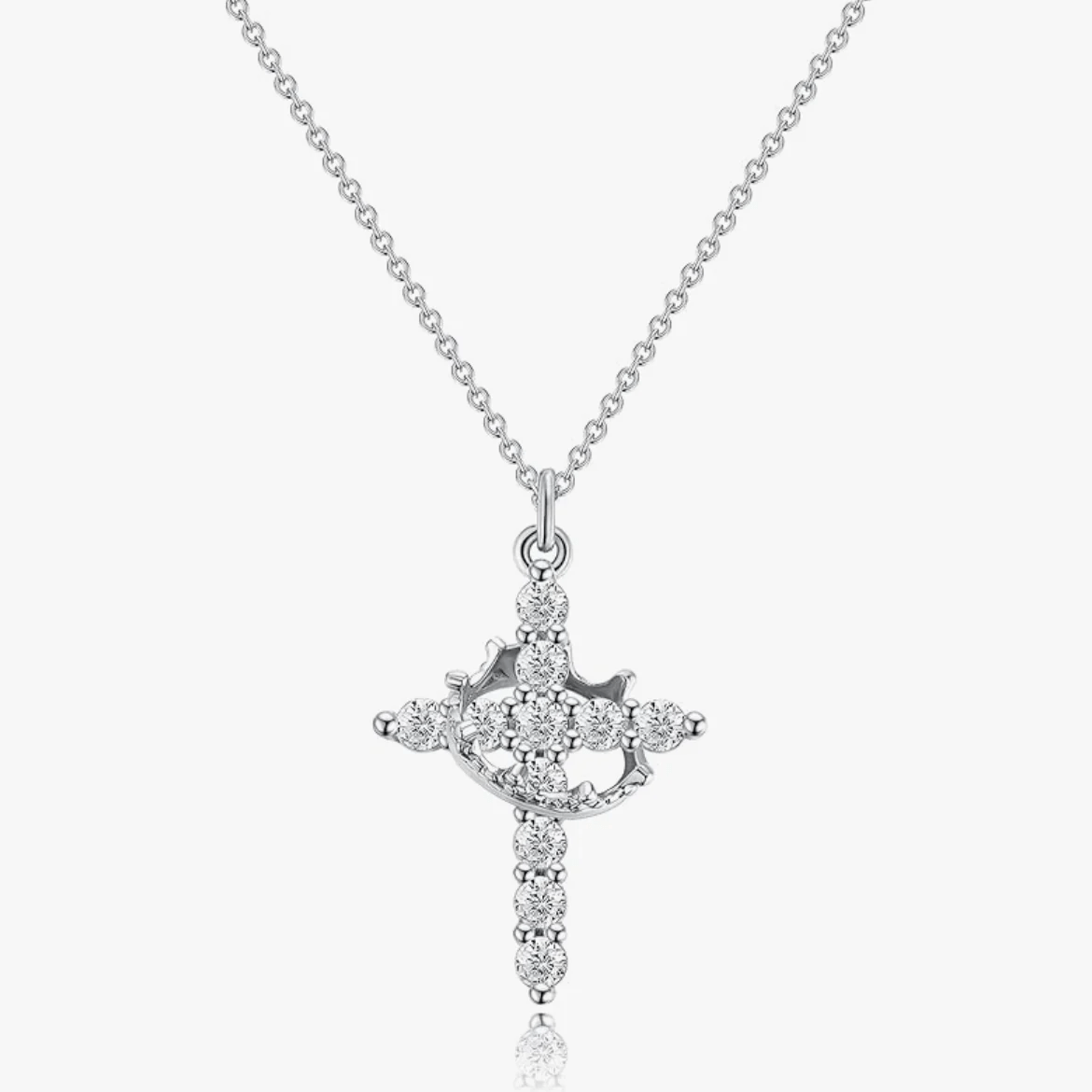 Covenant of Crown and Cross: Modern Crowned in Faith Cross Necklace with Gift Card