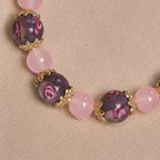 Handmade Rose Quartz Faith Crystal Bracelet with Narce Cameo of Virgin Mary