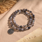 Gray Black Gradient Beads Bracelet Rosary with St. Benedict: Shield of Faith