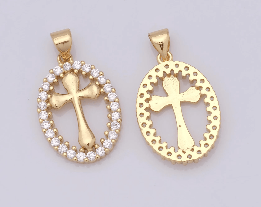 Elegant Oval Cross Necklace with Crystal Halo: A Precious Gift of Faith