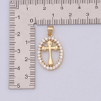 Elegant Oval Cross Necklace with Crystal Halo: A Precious Gift of Faith