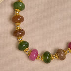 Tourmaline Abacus Beads Bracelet Featuring Cross and Miraculous Medal
