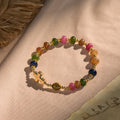 Tourmaline Abacus Beads Bracelet Featuring Cross and Miraculous Medal