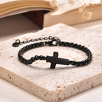 Minimalist Cross Chain Bracelets: Two Colors with Blessing Card
