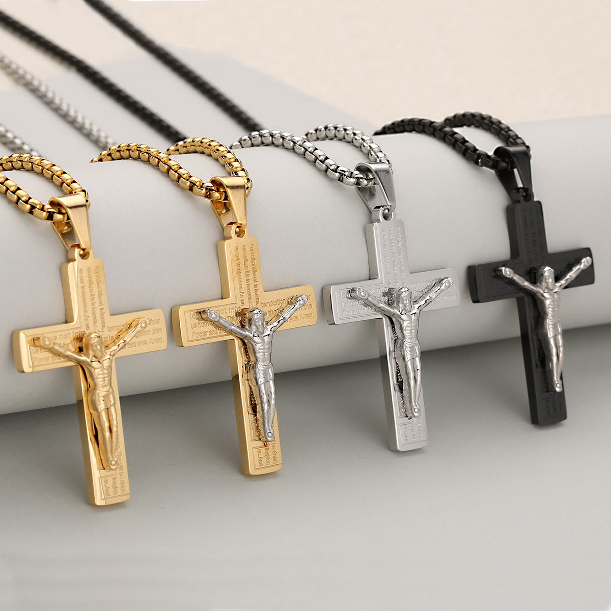 Elegant Crucifix Necklace Symbol of Devotion Available in Four Shades