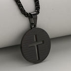 Hollow Cross Pendant Necklace with Inspirational Prayer in Three Elegant Colors
