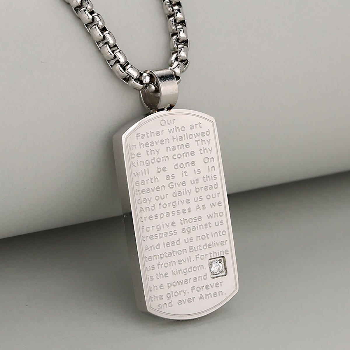 Three Color Lord's Prayer Rectangular Necklace Expressing Faith and Hope