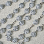 Delicate White Rose Devotional Beads Rosary and Bracelets with Virgin Mary