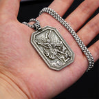 Classic Style St. Michael the Archangel Protection Stainless Steel Pendant Necklace