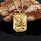 Classic Style St. Michael the Archangel Protection Stainless Steel Pendant Necklace