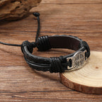 Classic 2 Color St. Benedict Leather Bracelet: Symbol of Faith and Courage