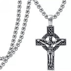 Eternal Faith Celtic Knot Crucifix Pendant Necklace: Christ on the Cross