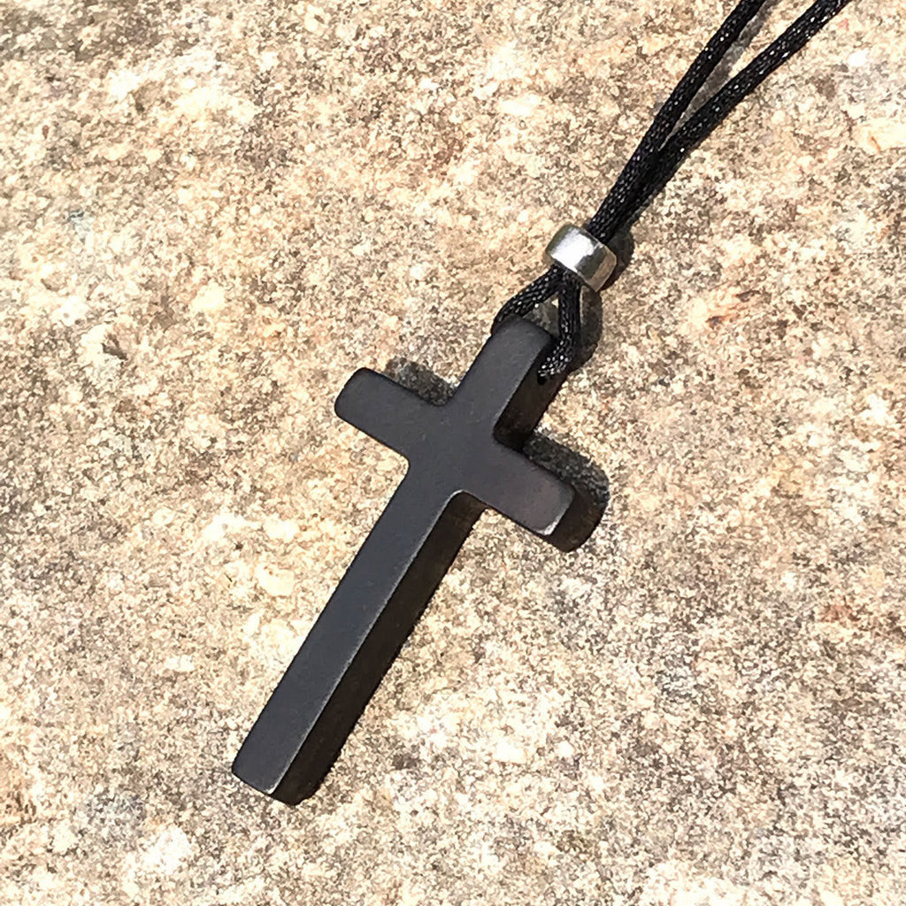 Classic Natural Ebony Cross Necklace: Pure and Enduring Faith Symbol