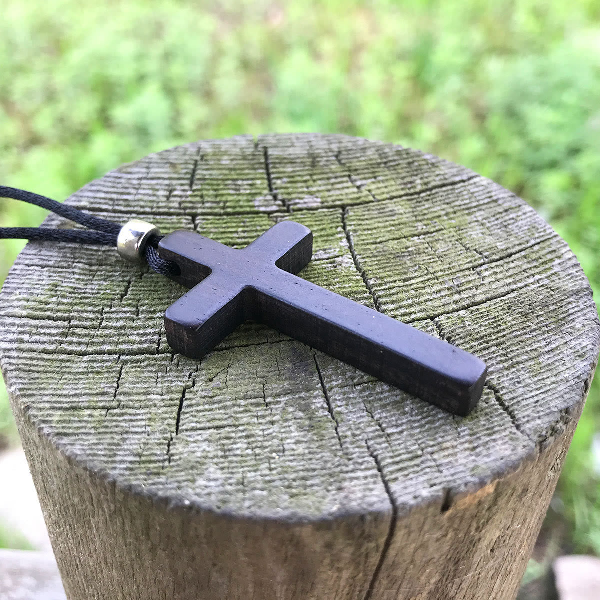 Classic Natural Ebony Cross Necklace: Pure and Enduring Faith Symbol