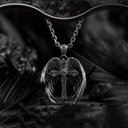 Guardian Angel Wings Cross Pendant Necklace: Spiritual Protection Jewelry
