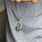 Our Lady Pendant Necklace: Sacred Halo and Rose Symbol