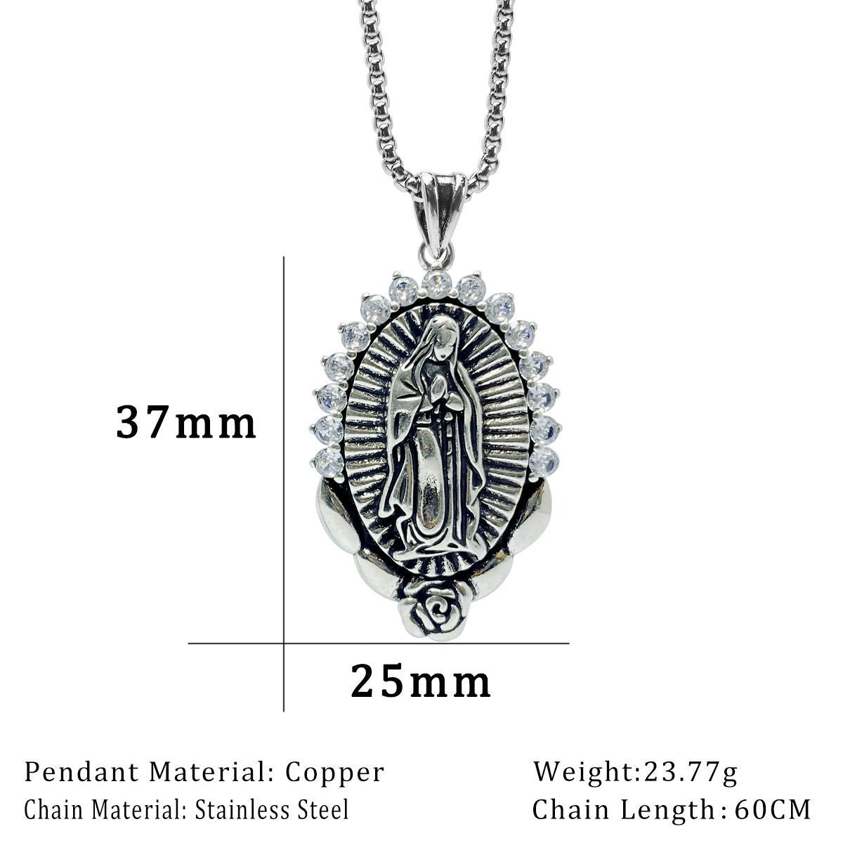 Our Lady Pendant Necklace: Sacred Halo and Rose Symbol