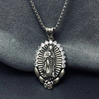 Our Lady Pendant Necklace: Sacred Halo and Rose Symbol