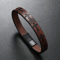 Classic Style Multicolor Leather Magnetic Buckle Bracelet with Cross Motifs