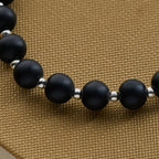 Matte Black and White Lava Stone with Cow Cat Blessing Animal Bracelet