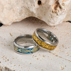 Rustic Stainless Steel Ring: "Jesus" in Fish