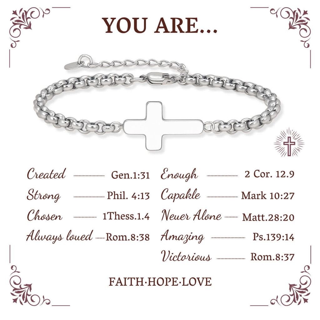 Minimalist Cross Chain Bracelets: Two Colors with Blessing Card