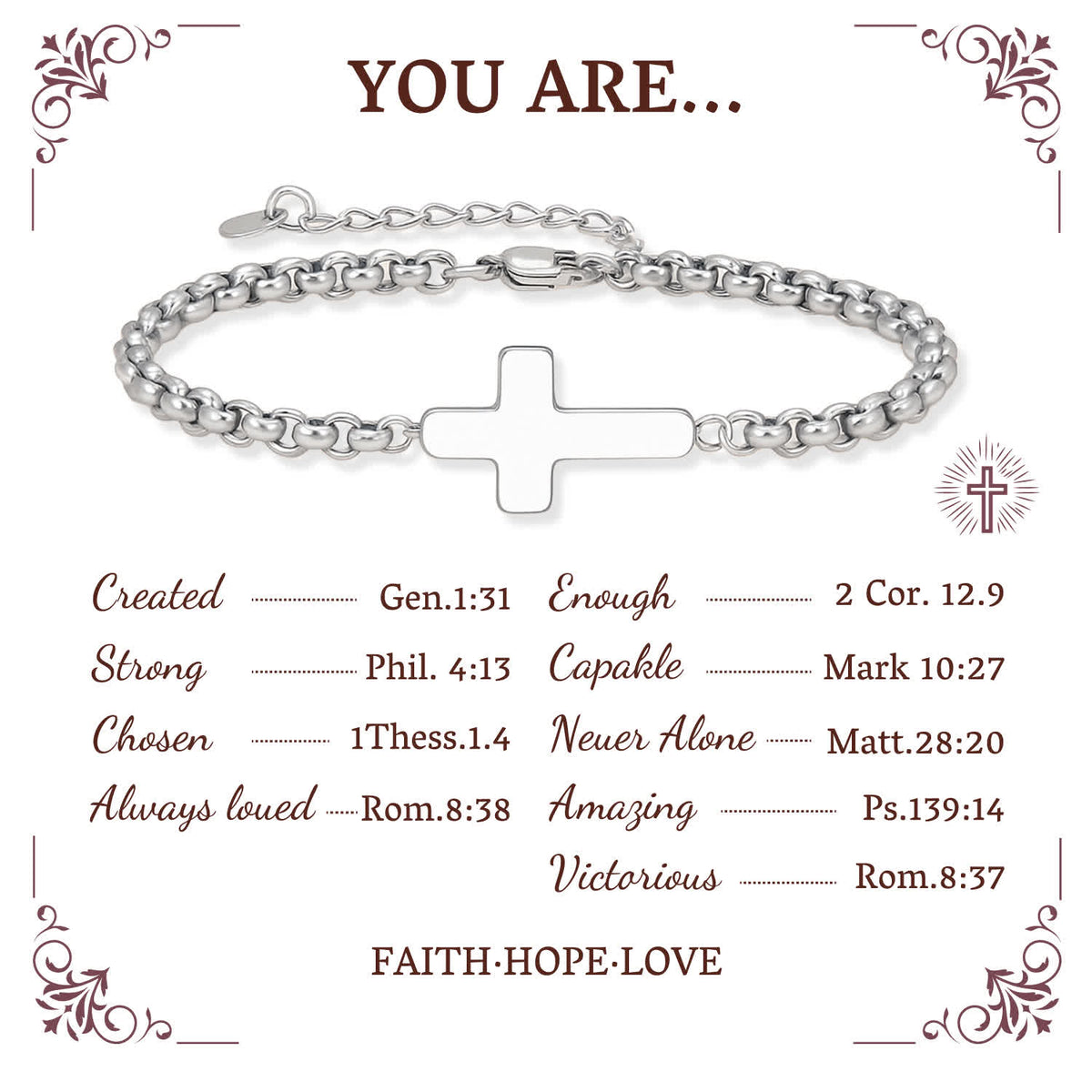 Minimalist Cross Chain Bracelets: Two Colors with Blessing Card