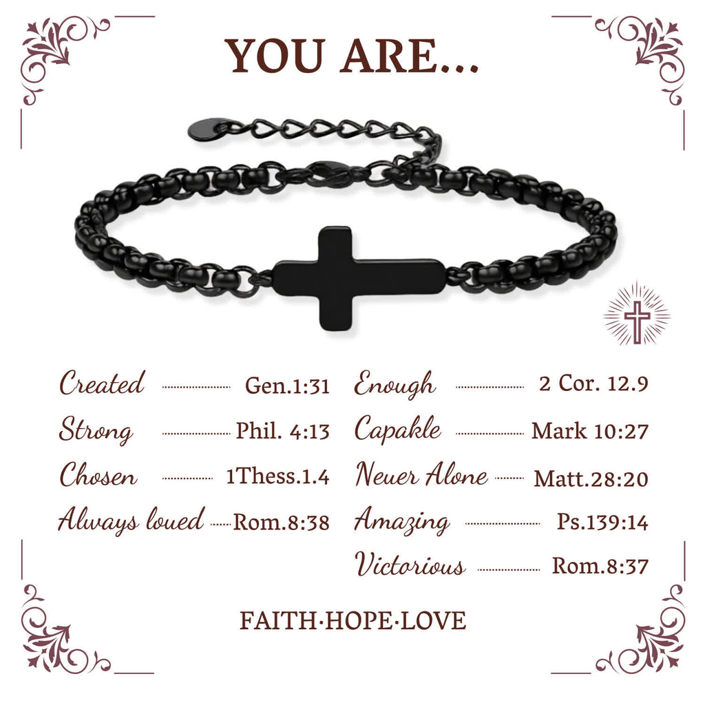 Minimalist Cross Chain Bracelets: Two Colors with Blessing Card