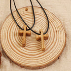 Wooden Cross Pendant Necklace : Christian Faith Jewelry