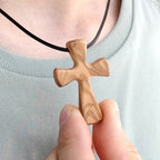 Wooden Cross Pendant Necklace : Christian Faith Jewelry