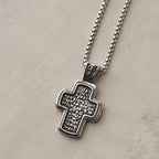 Antique-Style Orthodox Cross Pendant Necklace with Double-Sided Reliefs